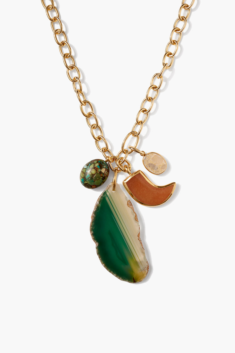Florence Charm Necklace Green Mix