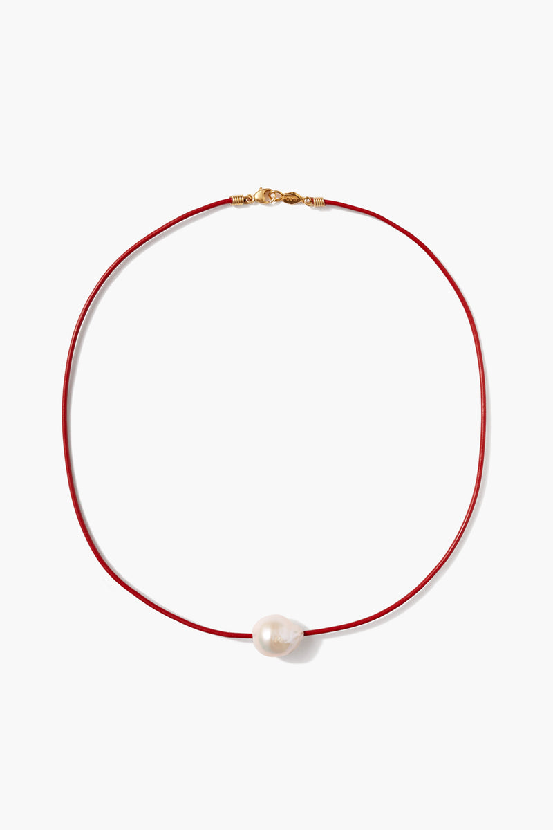 Isla Pearl Necklace Red