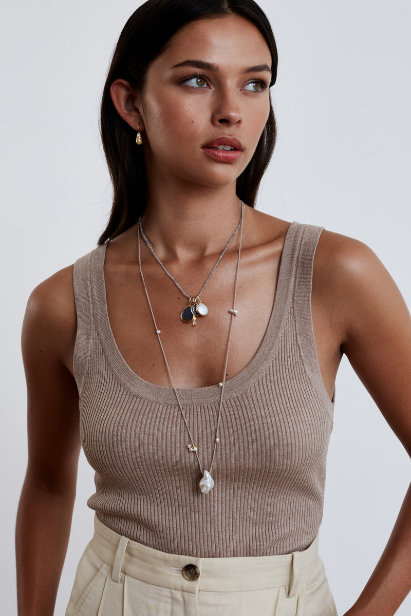 Rosario Necklace White Pearl