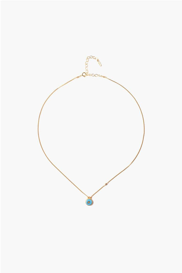 Turquoise Evil Eye Necklace With Champagne Diamond