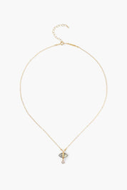 Labradorite Evil Eye and Sliced Diamond Charm Necklace