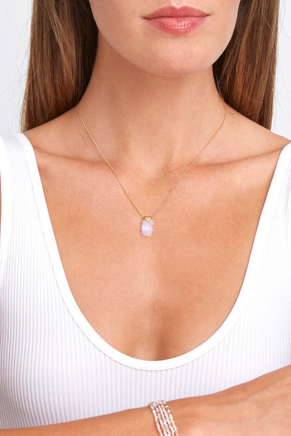 Moonstone and Diamond Bail Necklace