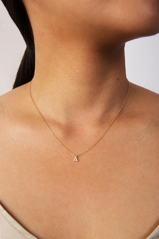 14k Gold and White Diamond Initial Necklace – Chan Luu