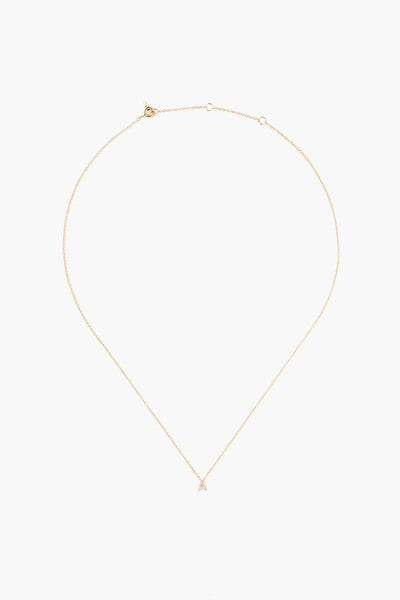 14k Gold and White Diamond Initial Necklace