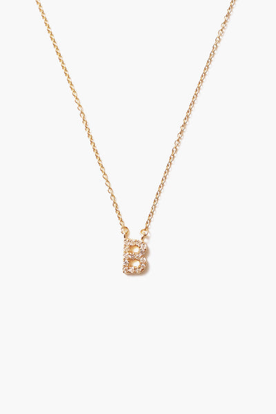 14k Gold and White Diamond Initial Necklace