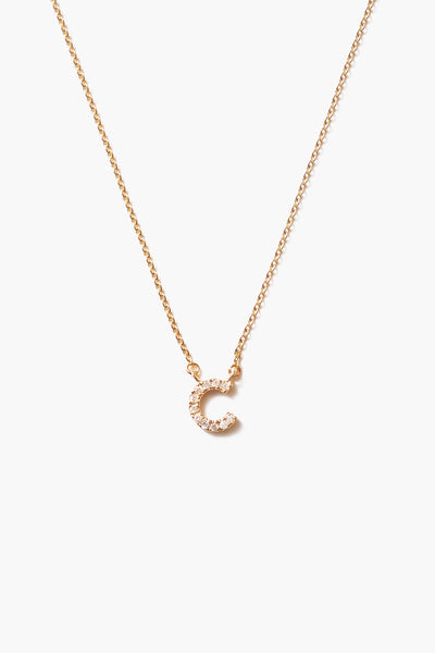 14k Gold and White Diamond Initial Necklace