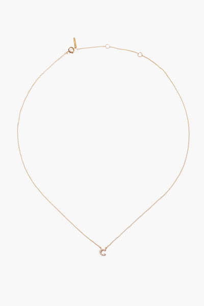 14k Gold and White Diamond Initial Necklace