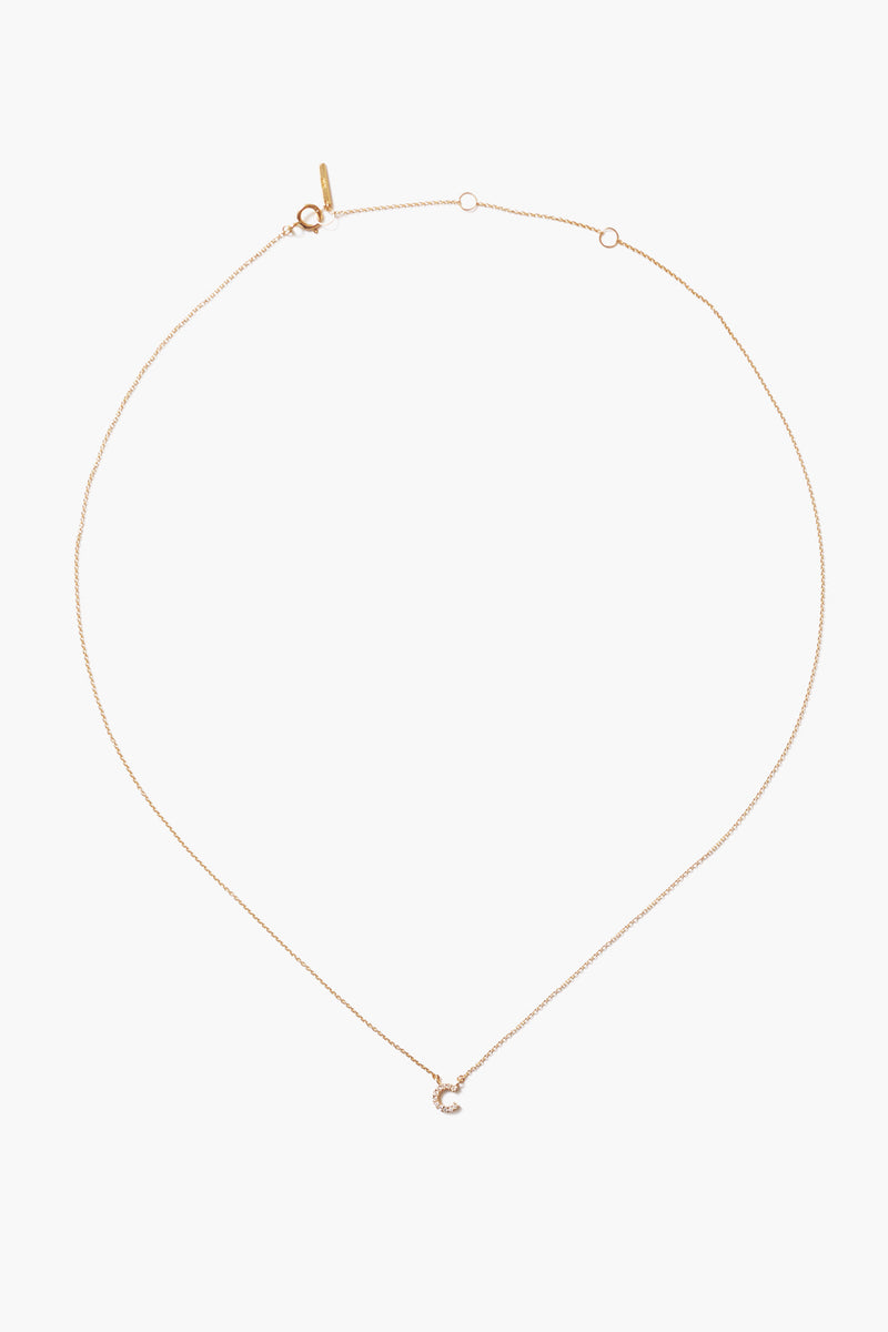 14k Gold and White Diamond Initial Necklace
