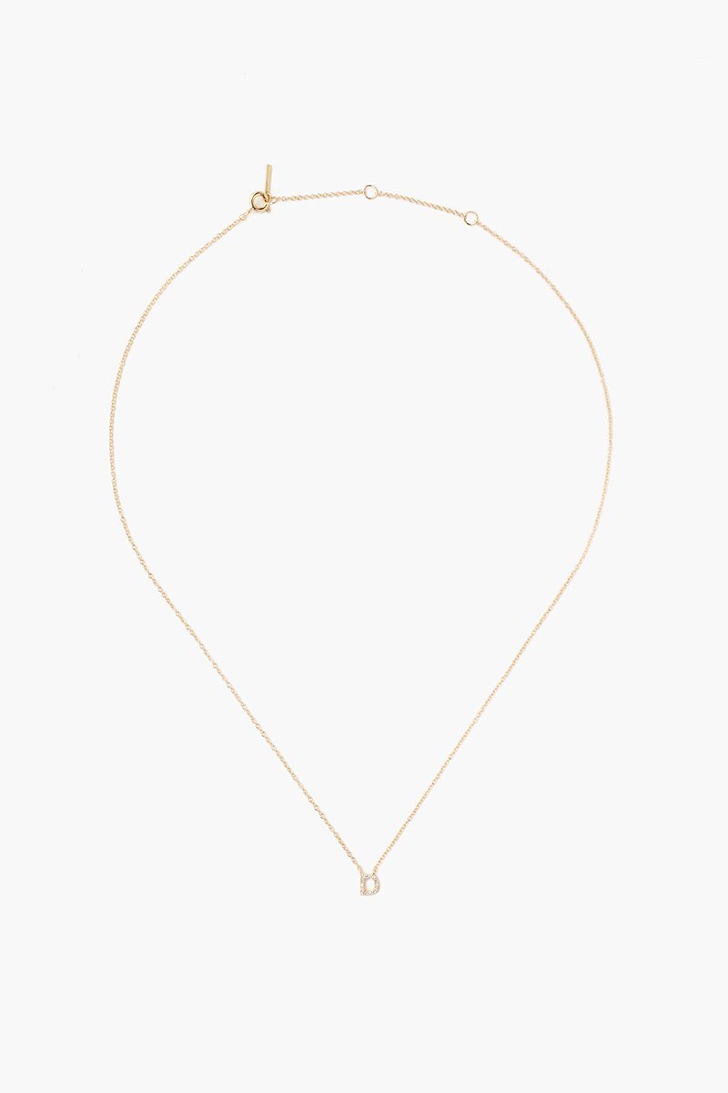 14k Gold and White Diamond Initial Necklace