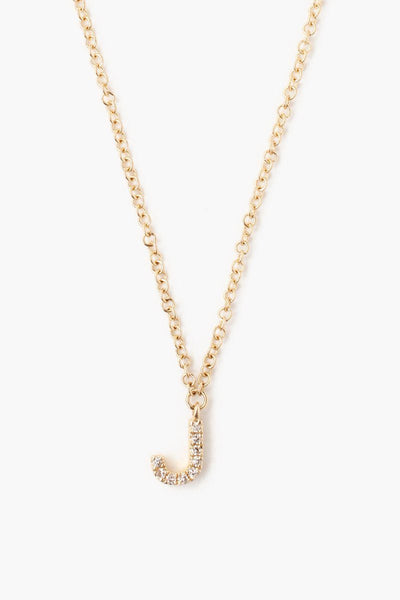 14k Gold and White Diamond Initial Necklace