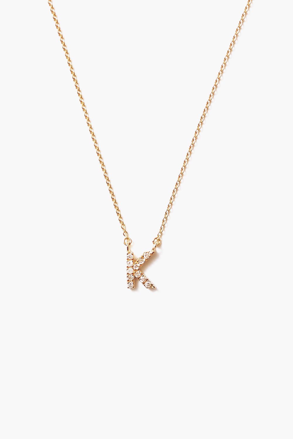 14k Gold and White Diamond Initial Necklace