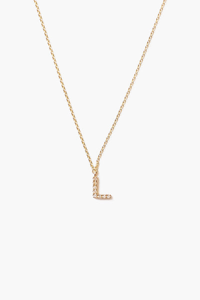 14k Gold and White Diamond Initial Necklace