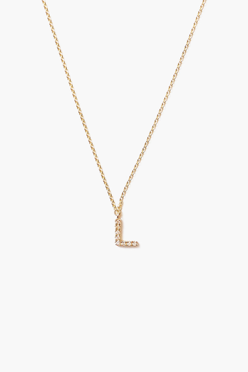 14k Gold and White Diamond Initial Necklace