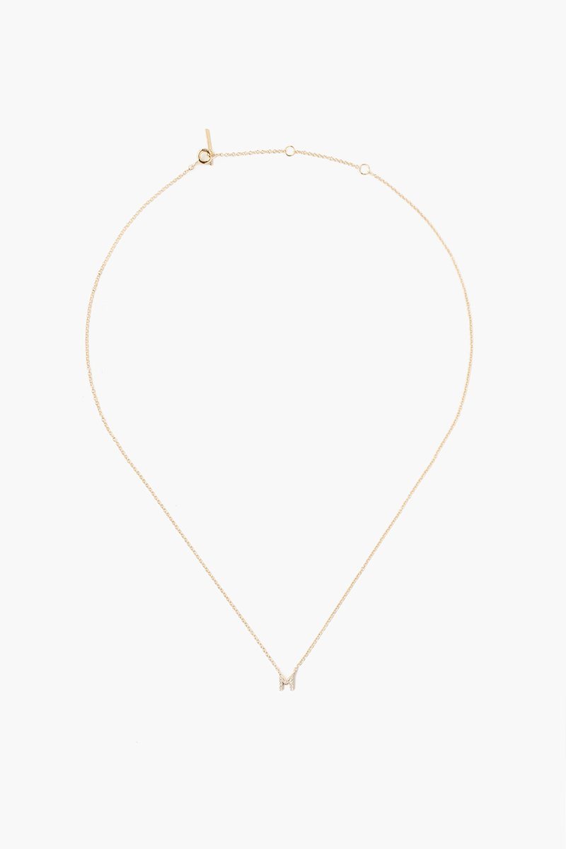 14k Gold and White Diamond Initial Necklace