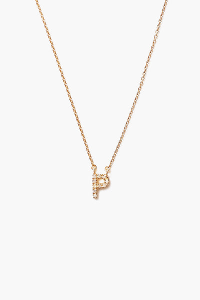 14k Gold and White Diamond Initial Necklace