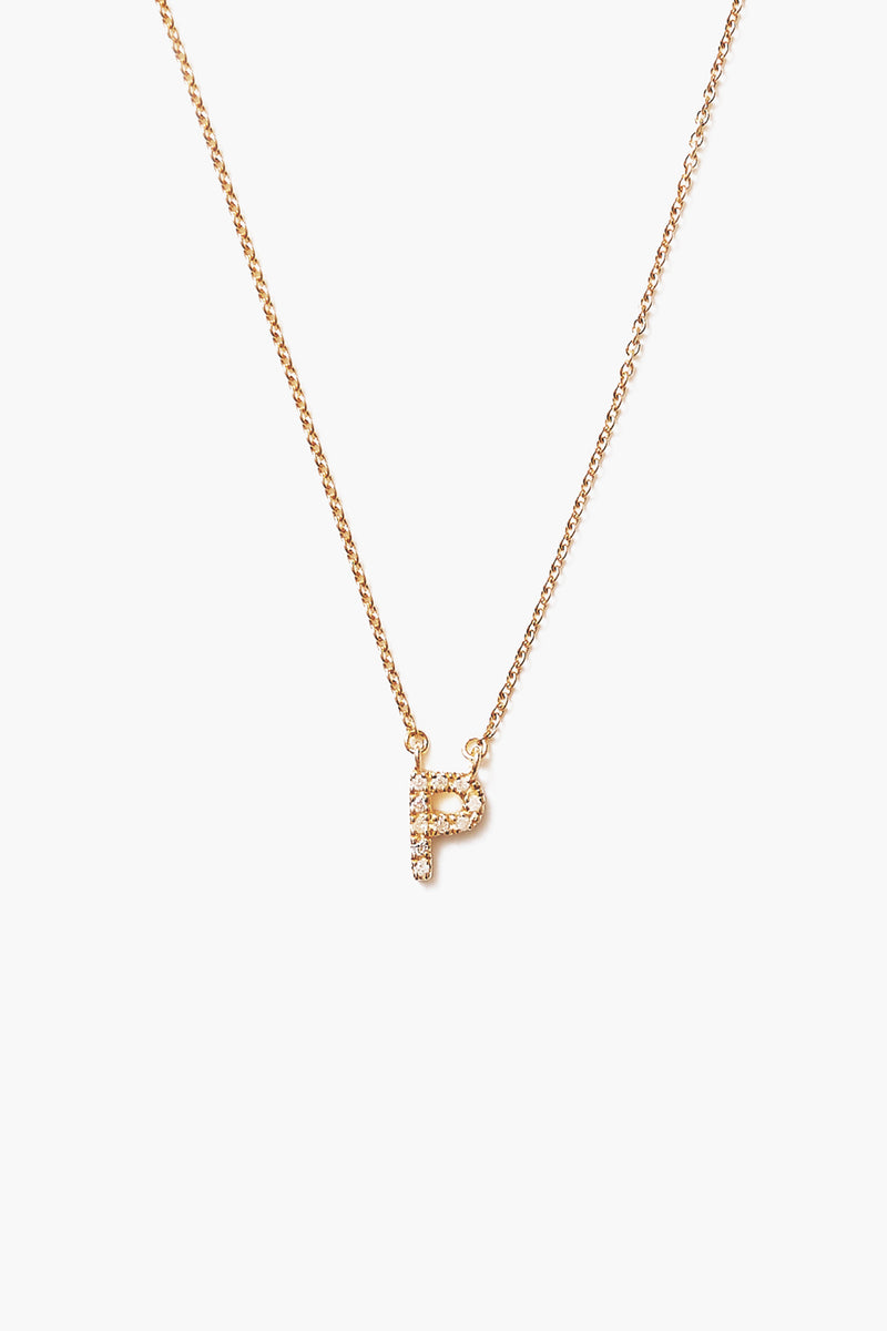 14k Gold and White Diamond Initial Necklace