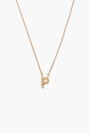 14k Gold and White Diamond Initial Necklace