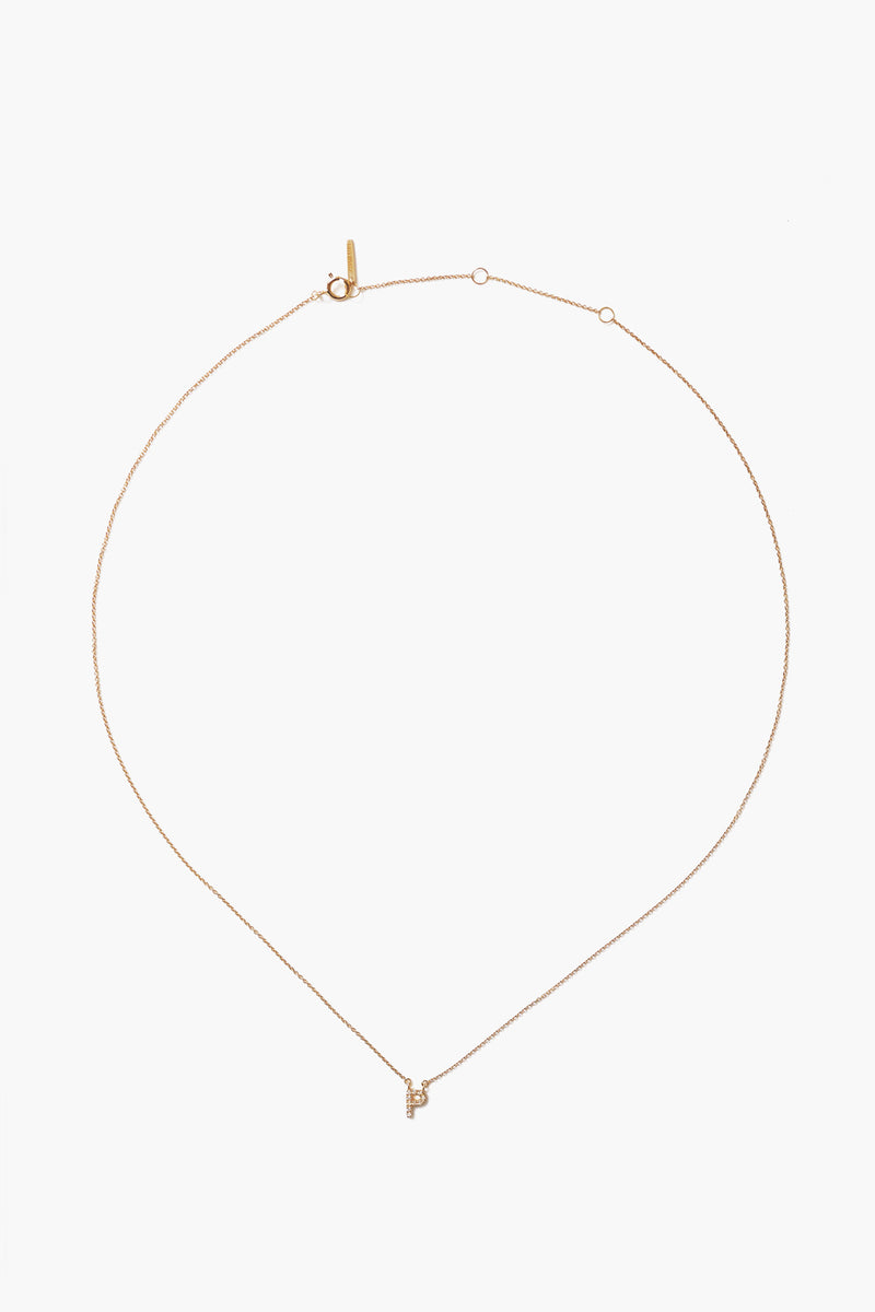 14k Gold and White Diamond Initial Necklace