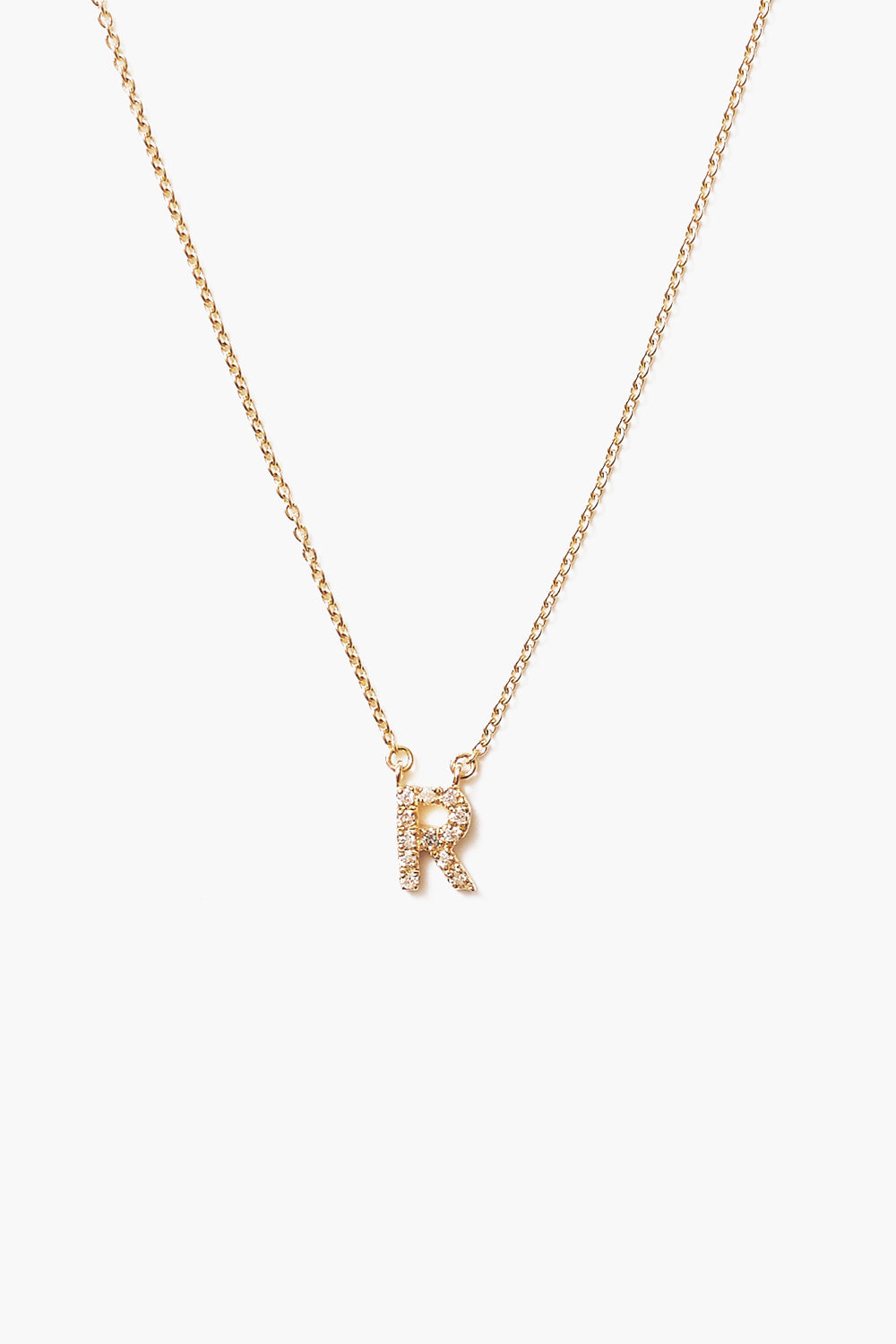 14k Gold and White Diamond Initial Necklace
