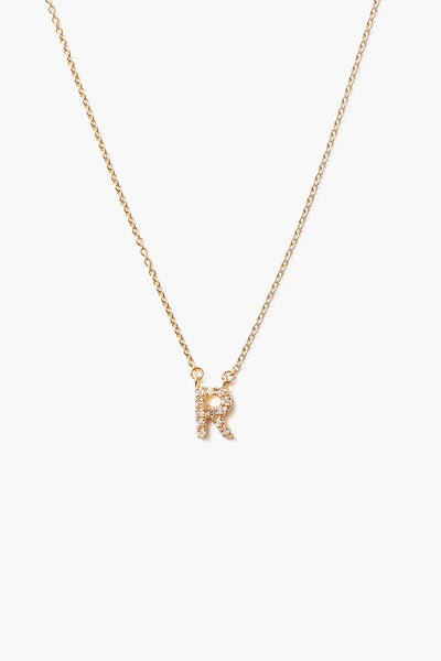 14k Gold and White Diamond Initial Necklace