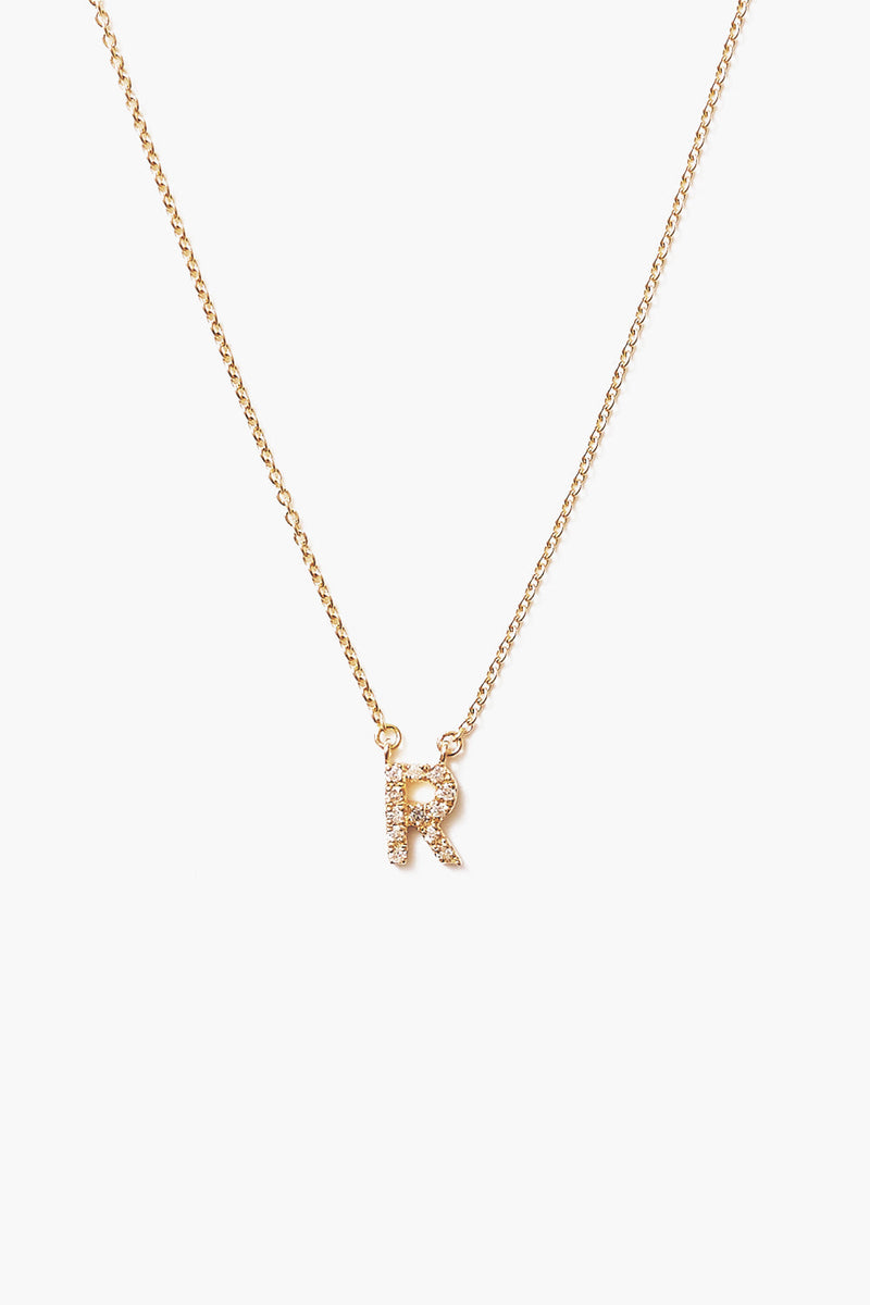 14k Gold and White Diamond Initial Necklace