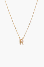 14k Gold and White Diamond Initial Necklace