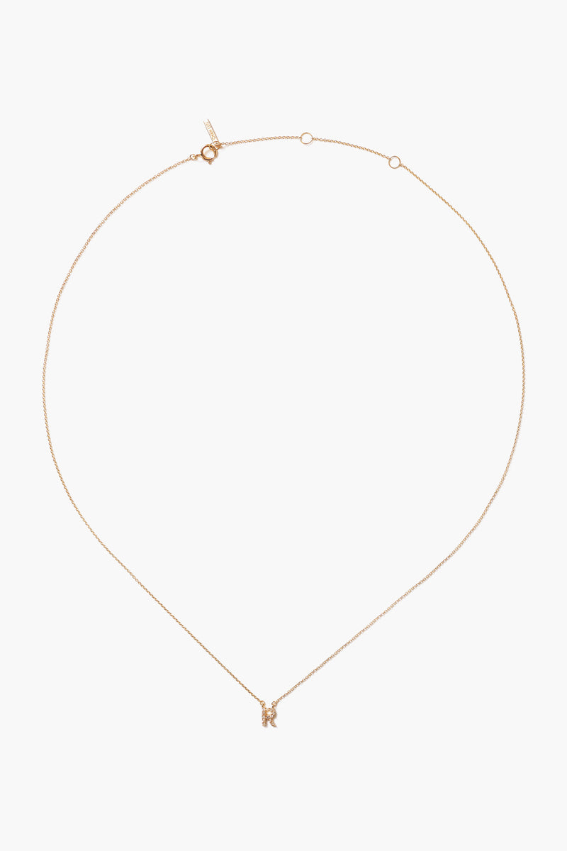 14k Gold and White Diamond Initial Necklace