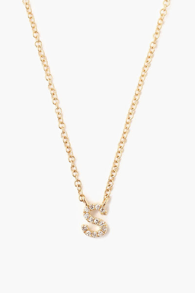 14k Gold and White Diamond Initial Necklace