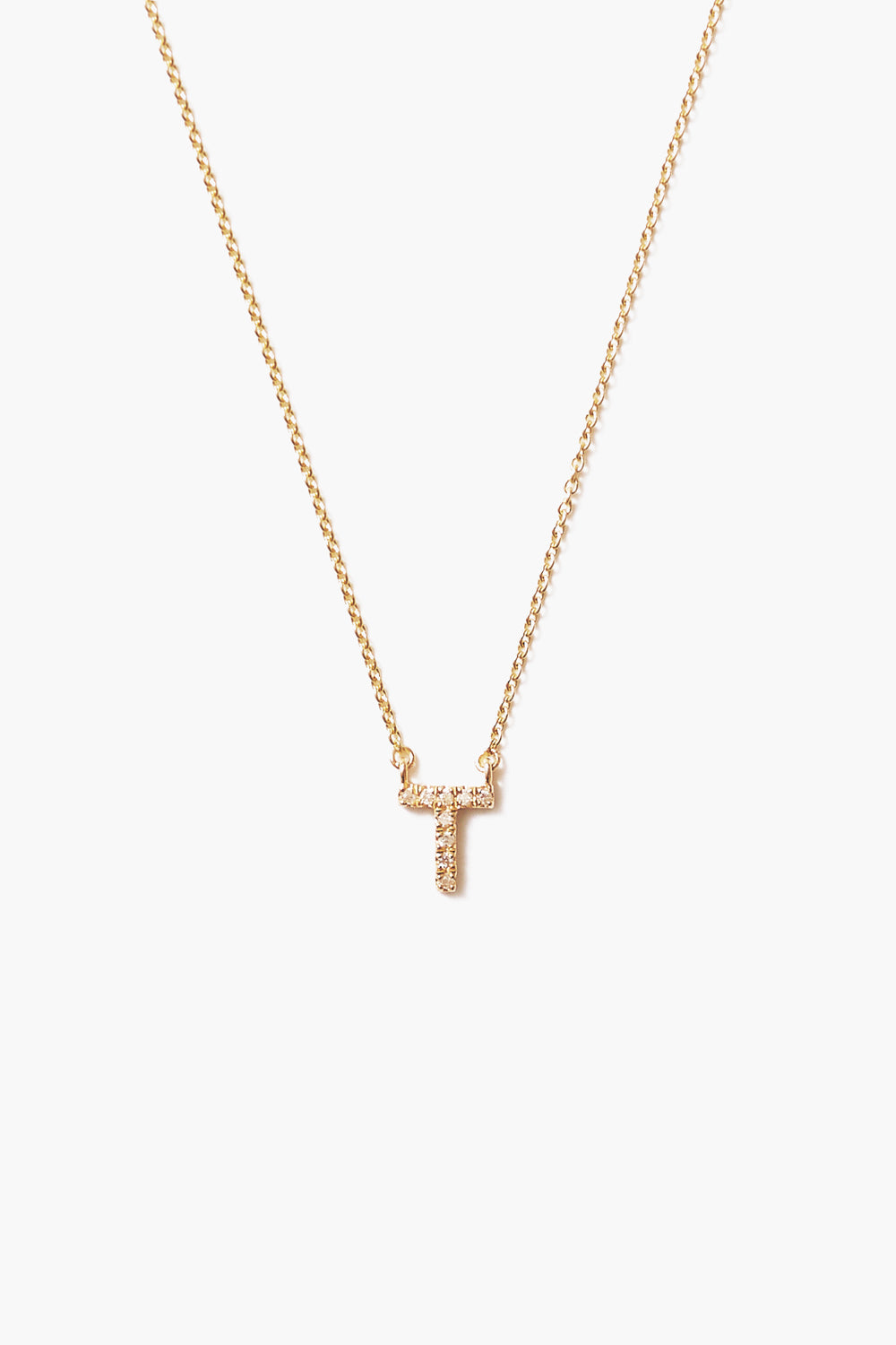 14k Gold and White Diamond Initial Necklace