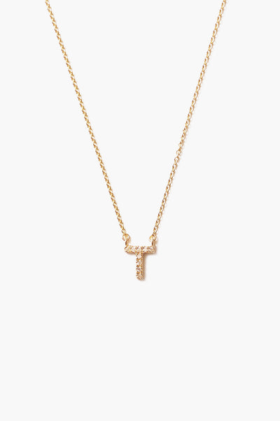 14k Gold and White Diamond Initial Necklace