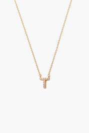 14k Gold and White Diamond Initial Necklace