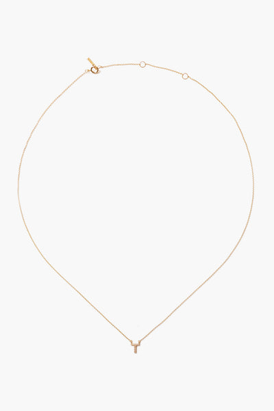 14k Gold and White Diamond Initial Necklace