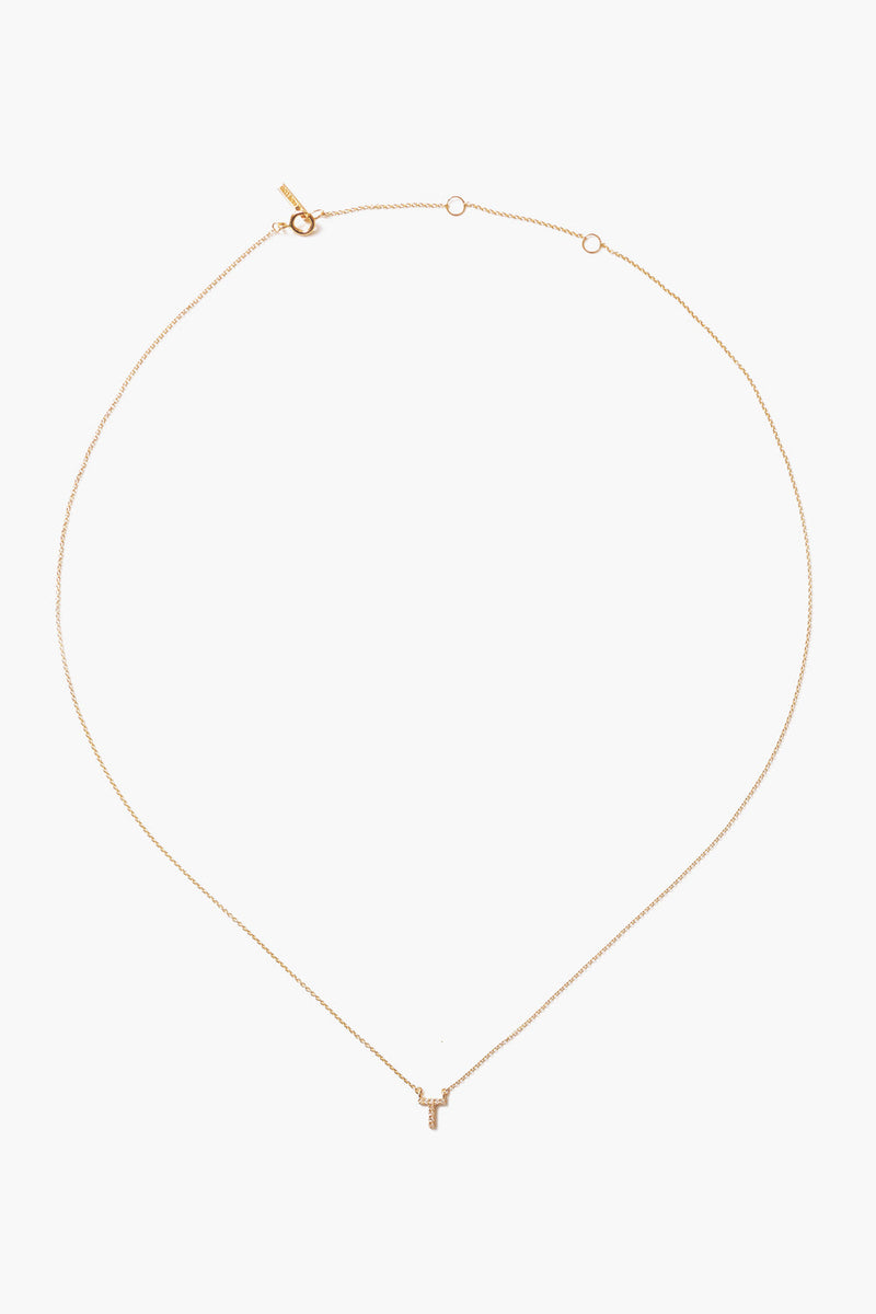 14k Gold and White Diamond Initial Necklace