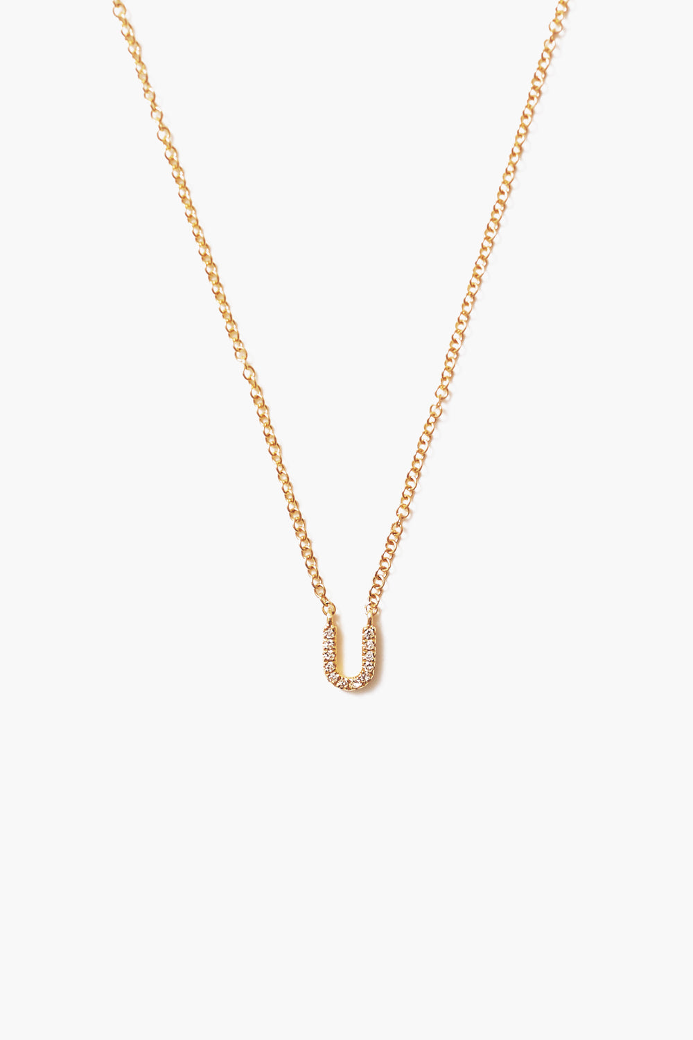 14k Gold and White Diamond Initial Necklace