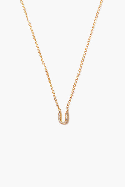 14k Gold and White Diamond Initial Necklace