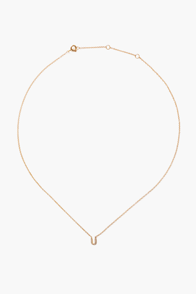 14k Gold and White Diamond Initial Necklace