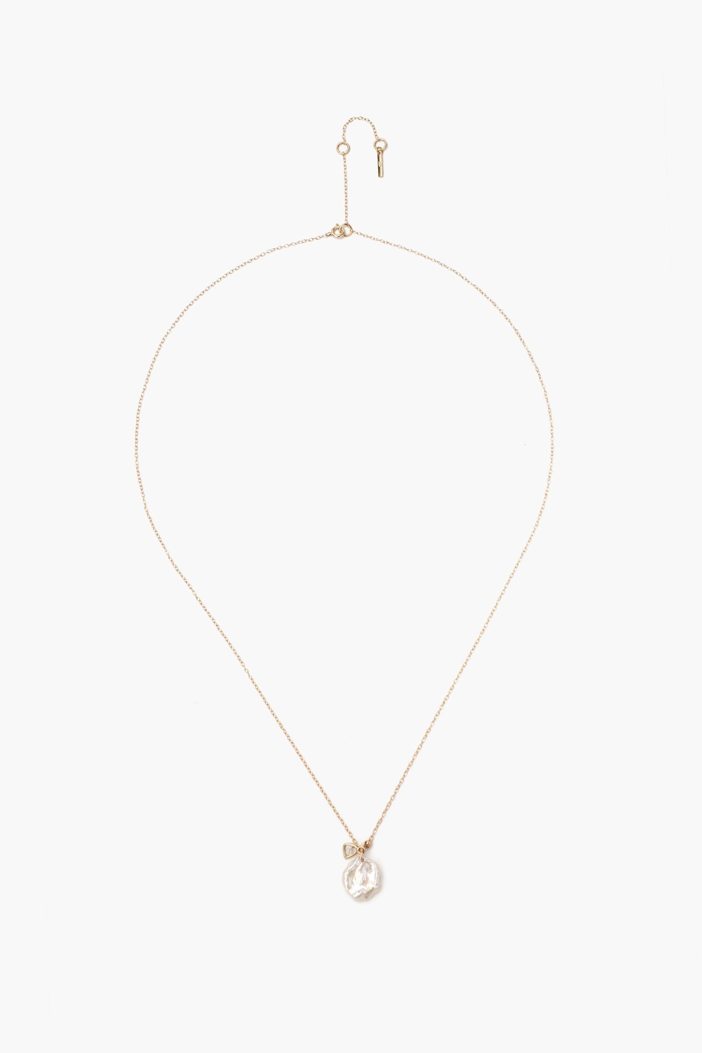 14k Keshi Pearl and Sliced Champagne Diamond Necklace