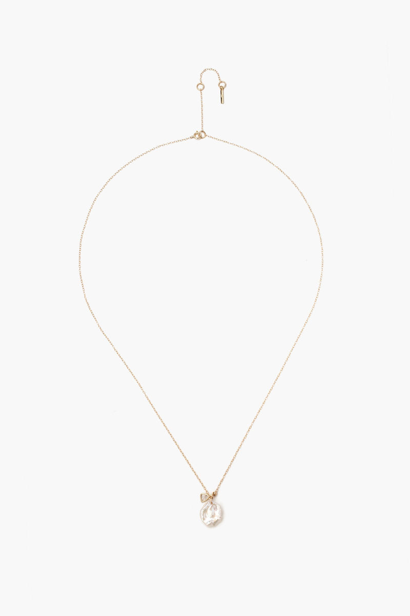 14k Keshi Pearl and Sliced Champagne Diamond Necklace