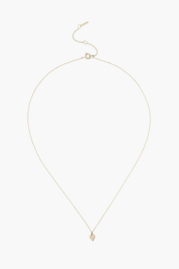 14k Gold Heart Necklace with Diamond Inlay