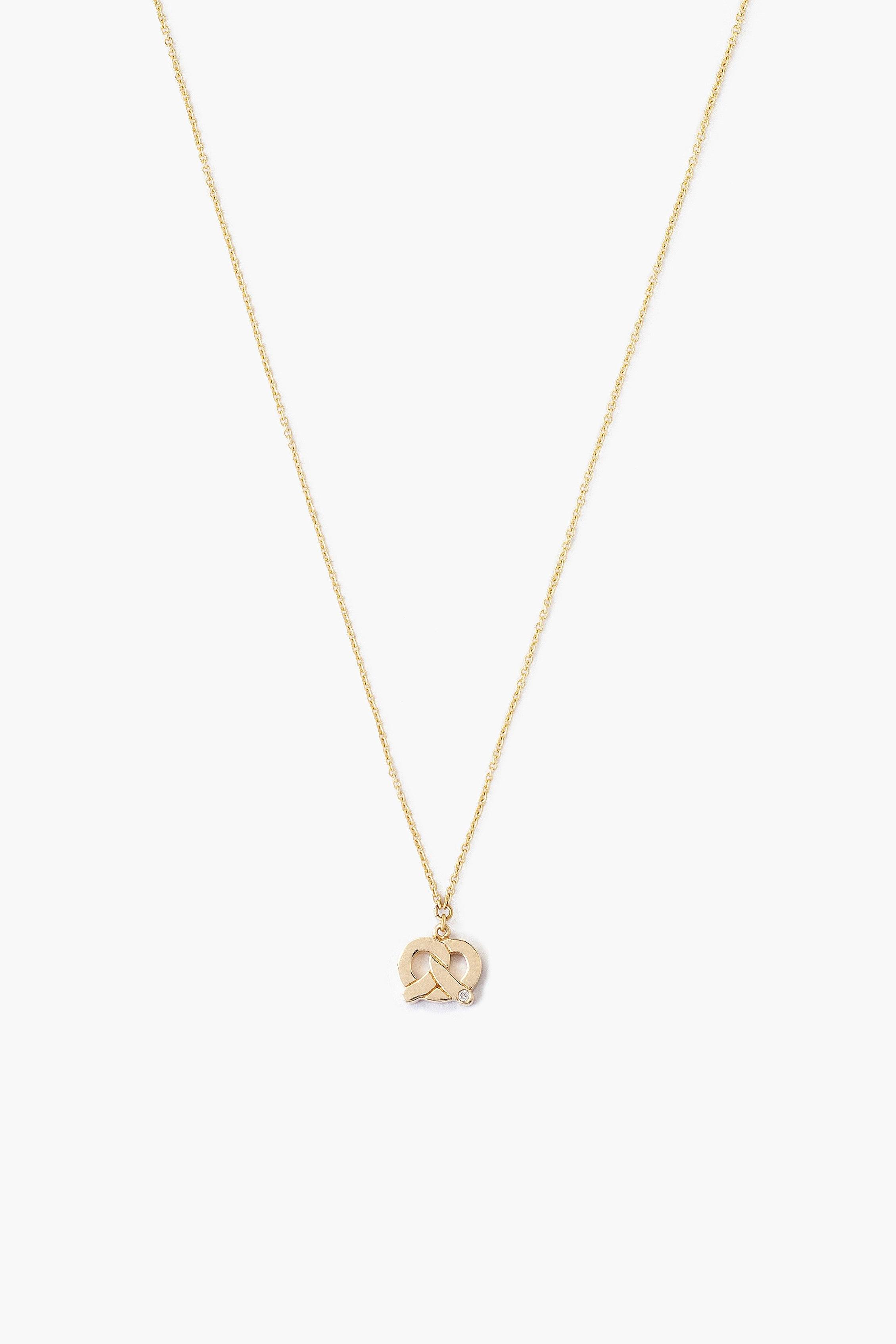 14k Gold Pretzel Necklace with Diamond Inlay Chan Luu