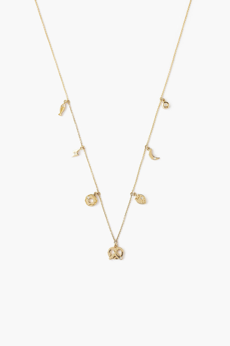 14k Gold Fun Necklace with Diamond Inlay