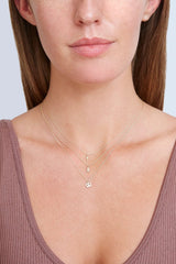 14k Gold Teddy Bear Necklace with Diamond Inlay