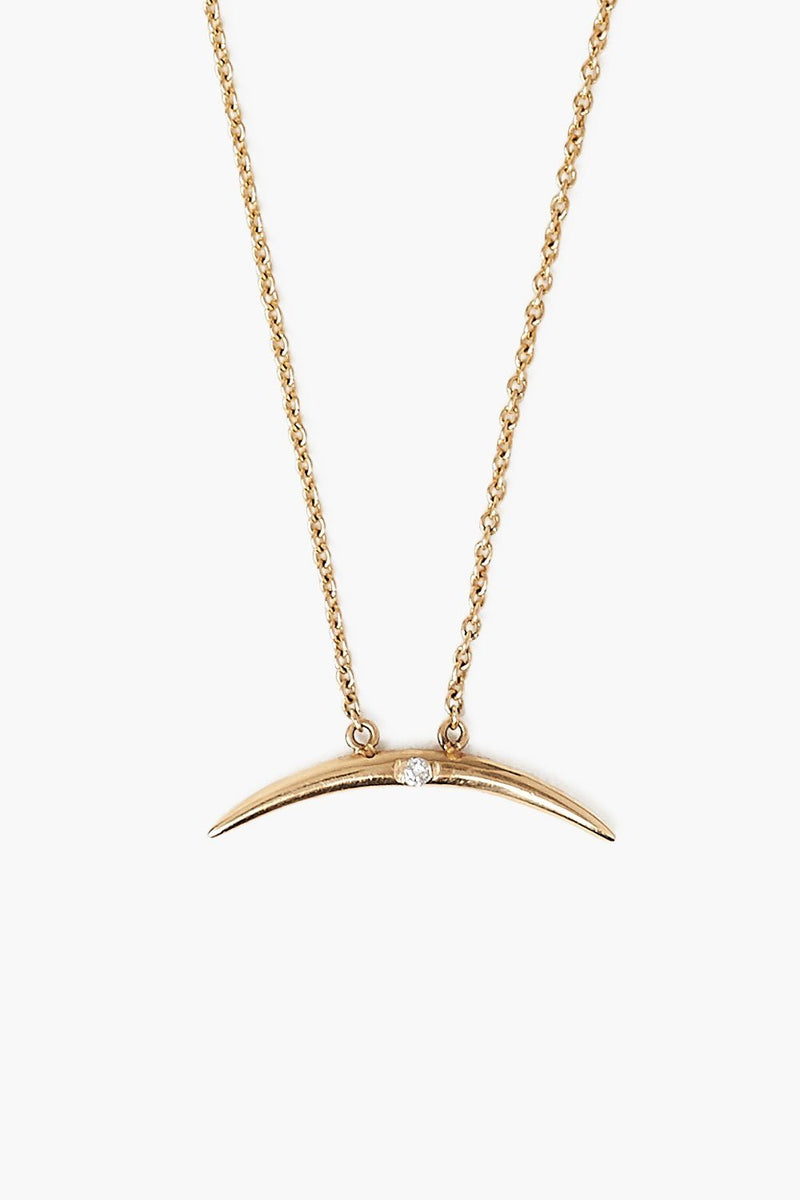 14k Gold Diamond Horn Necklace