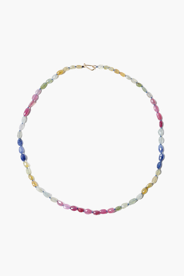 14k Sapphire Mix Oval Beaded Necklace