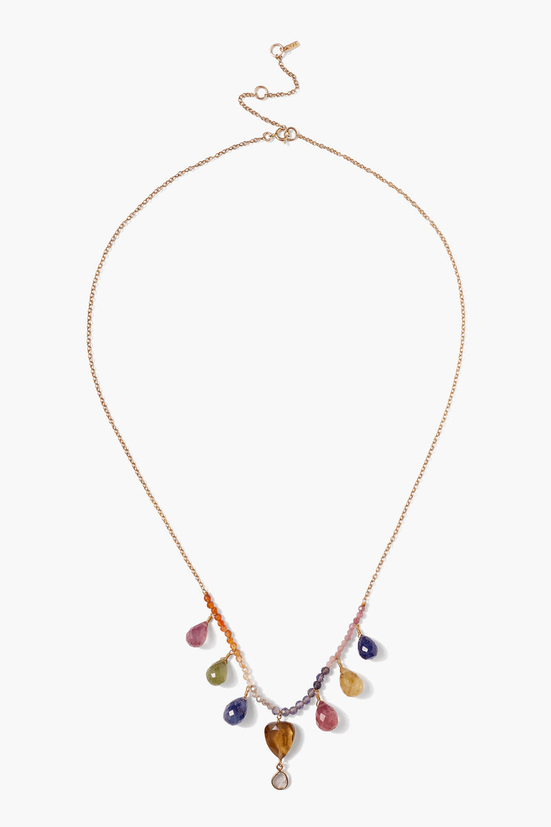 14k Rainbow Necklace Sapphire Mix