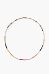 14k Rainbow Heishi Necklace Sapphire Mix