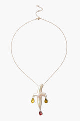 14k Garnet Mix Biwa Pearl Cross Necklace