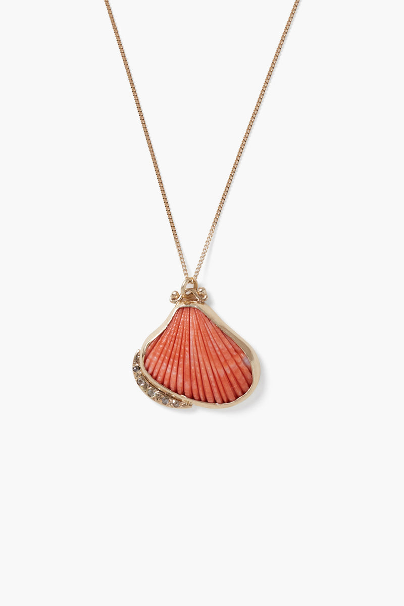 14k Scallop Shell Necklace Coral