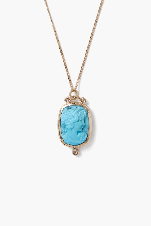 14k Mermaid Cameo Necklace Turquoise