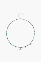 Chrysocolla Beaded Squash Blossom Charm Necklace